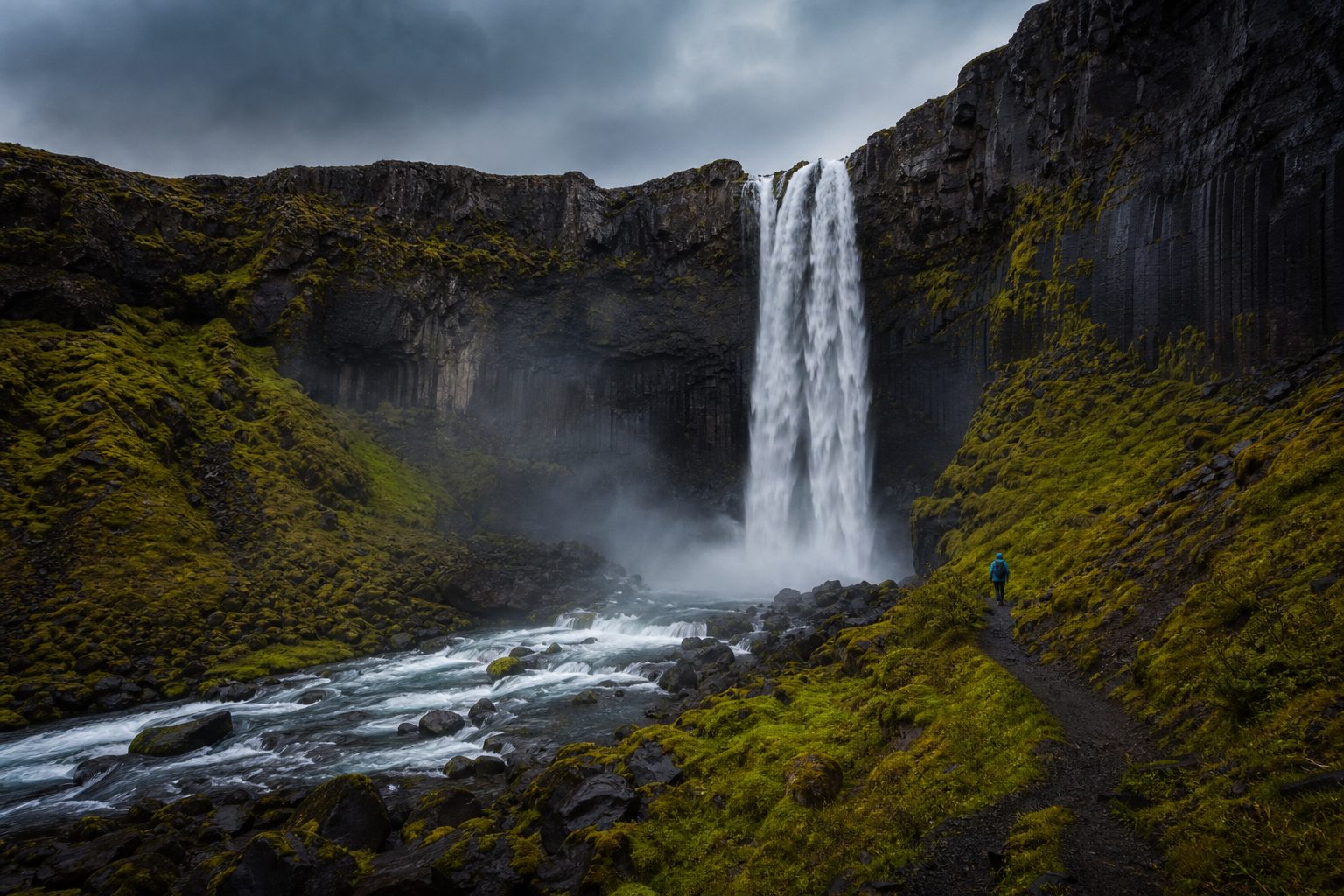 A waterfall in remote Iceland